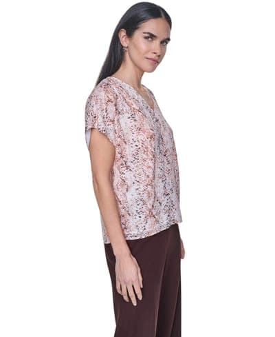 Petite Short-Sleeve V-Neck Blouse 3