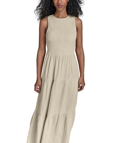 Women's Smocked Tiered A-Line Midi Dress 2