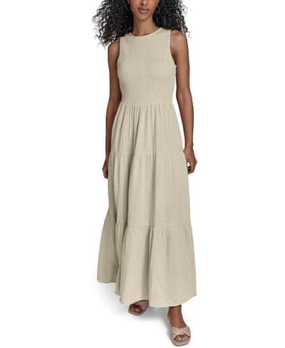 Women's Smocked Tiered A-Line Midi Dress 1