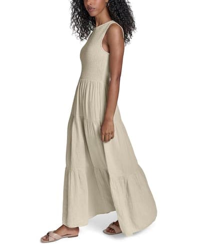 Women's Smocked Tiered A-Line Midi Dress 3
