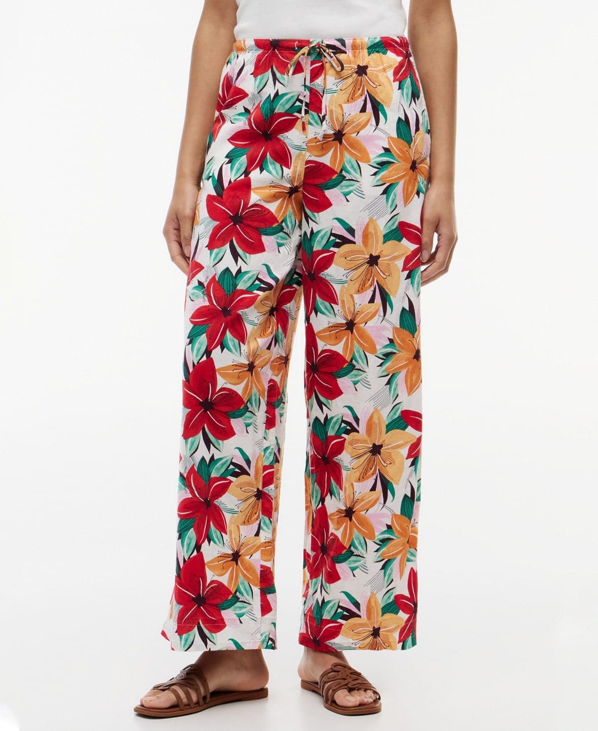 Women's Printed Linen-Blend Pants