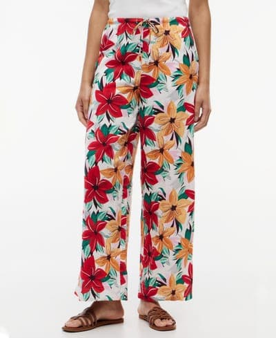 Women's Printed Linen-Blend Pants 1