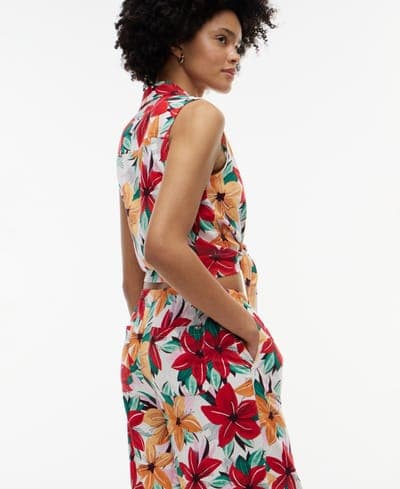 Women's Printed Linen-Blend Pants 3