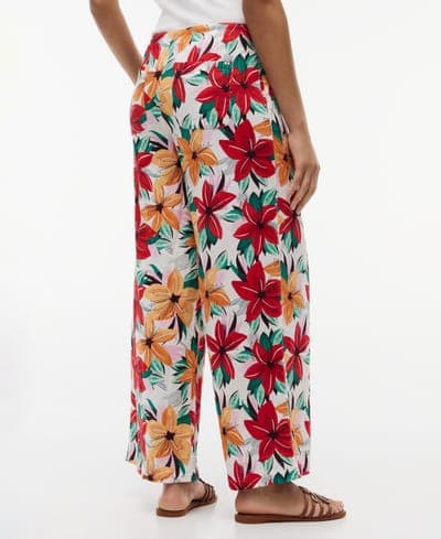 Women's Printed Linen-Blend Pants 4