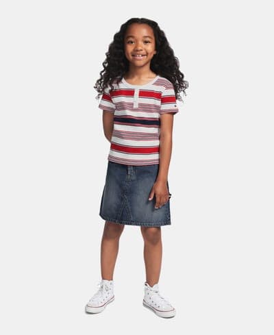 Girls' 7-16 Striped Ribbed Short-Sleeve Top 3