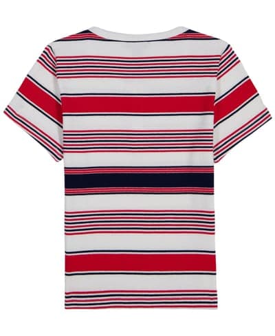 Girls' 7-16 Striped Ribbed Short-Sleeve Top 6