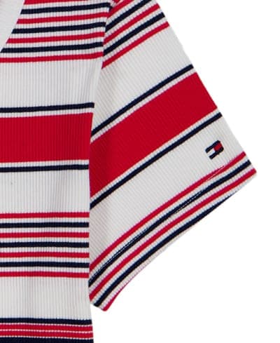 Girls' 7-16 Striped Ribbed Short-Sleeve Top 8