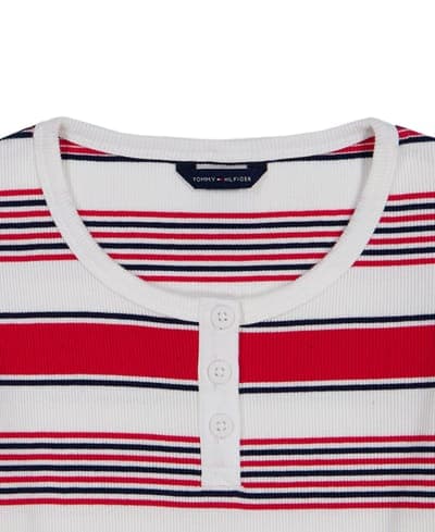 Girls' 7-16 Striped Ribbed Short-Sleeve Top 7