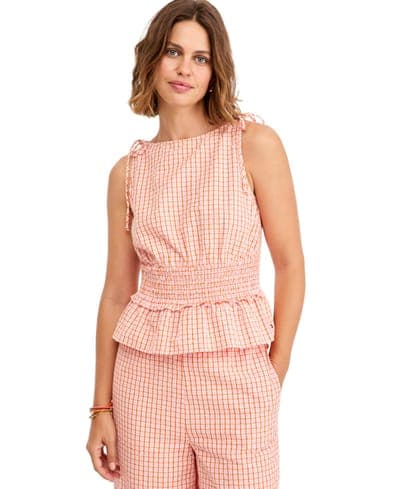 Women's Cotton Seersucker Top & Straight-Leg Pants 2