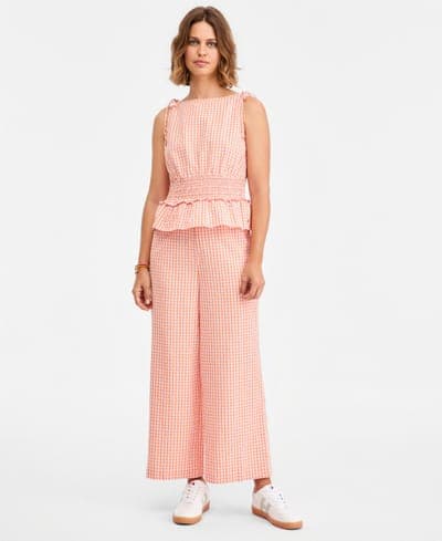 Women's Cotton Seersucker Top & Straight-Leg Pants 3