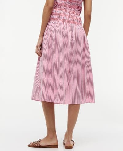 Women's Cotton Smocked Striped Midi Skirt 4