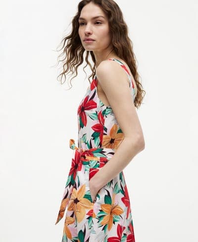 Women's Printed Belted Midi Dress 3