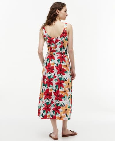 Women's Printed Belted Midi Dress 4