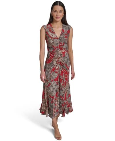 Women's V-Neck Printed Dress 1