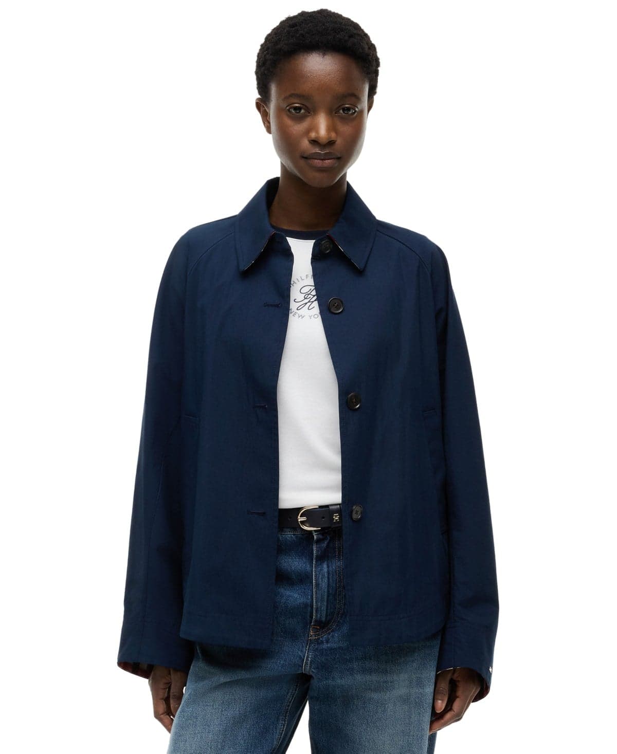 Women's Cotton Collared Long-Sleeve Jacket