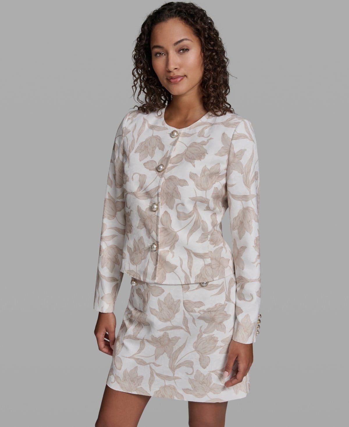 Women's Floral Printed Cropped Woven Jacket