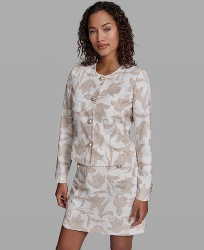 Women's Floral Printed Cropped Woven Jacket 1