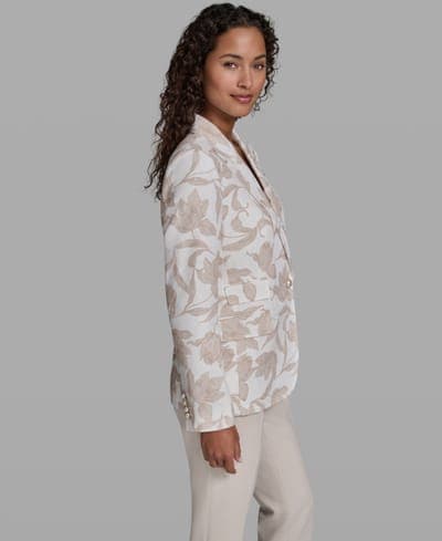 Women's 3 Pocket Floral Printed Notch Lapel Blazer 2