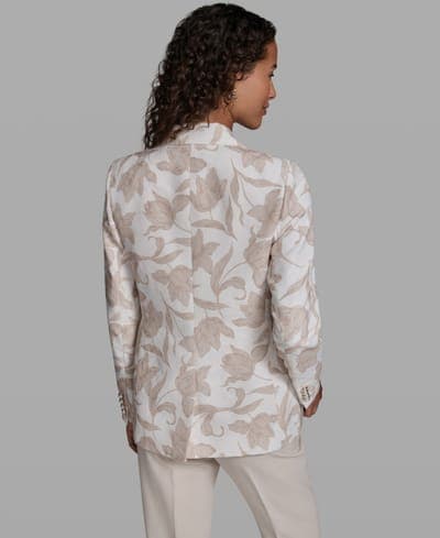 Women's 3 Pocket Floral Printed Notch Lapel Blazer 4