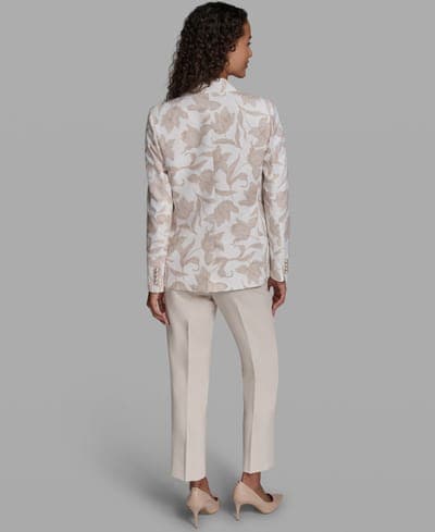 Women's 3 Pocket Floral Printed Notch Lapel Blazer 5