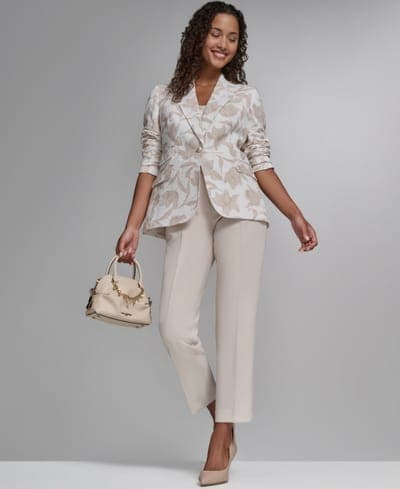 Women's 3 Pocket Floral Printed Notch Lapel Blazer 6