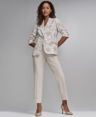 Women's 3 Pocket Floral Printed Notch Lapel Blazer 8