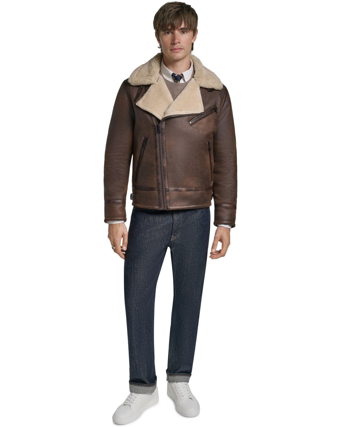 Men's Asymmetrical Faux Shearling Jacket