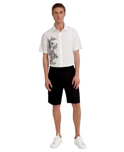 Men's Laser Cut Embroidered Flower Shorts 2