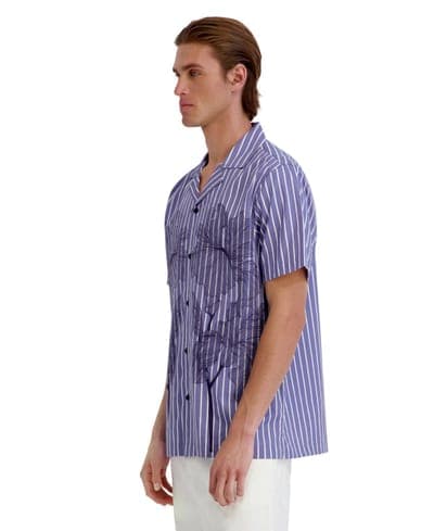 Men's Printed Floral Stripe Camp Collar Shirt 3