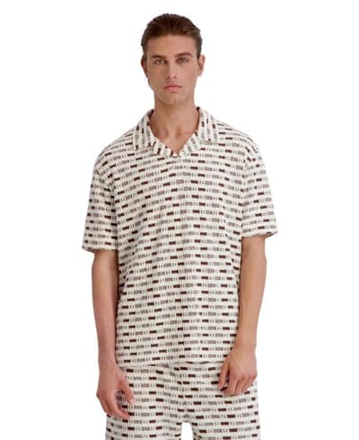 Men's Print Short-Sleeve Johnny Collar Polo Shirt 1