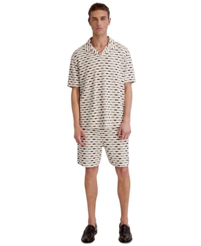 Men's Print Short-Sleeve Johnny Collar Polo Shirt 2