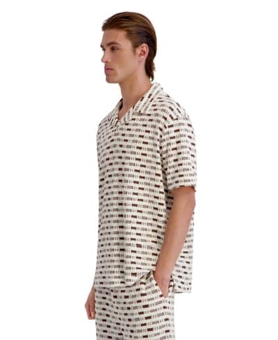 Men's Print Short-Sleeve Johnny Collar Polo Shirt 3
