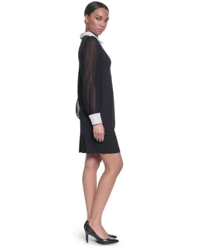 Women's Scuba Crepe Sheath Collared Dress 3