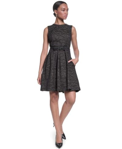 Women's Crewneck Fit and Flare Dress 1