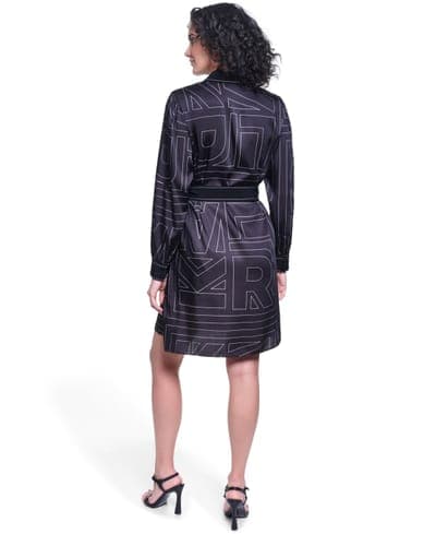 Women's Printed Scarf Twill Shirt Dress 4