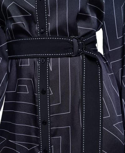 Women's Printed Scarf Twill Shirt Dress 5