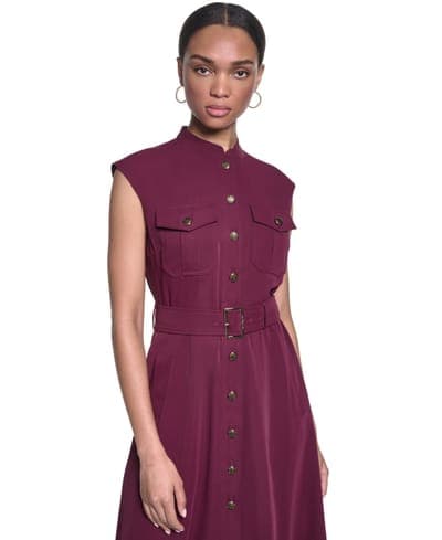 Women's Mock-Neck Shirt Dress 2