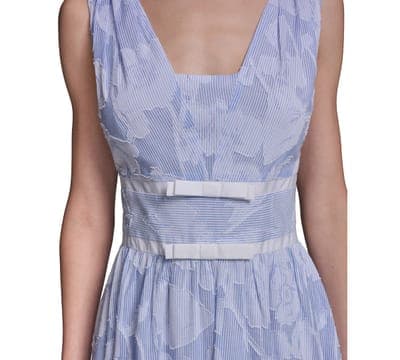 Women's Floral Burnout Cotton Midi with White Piping Dress 5