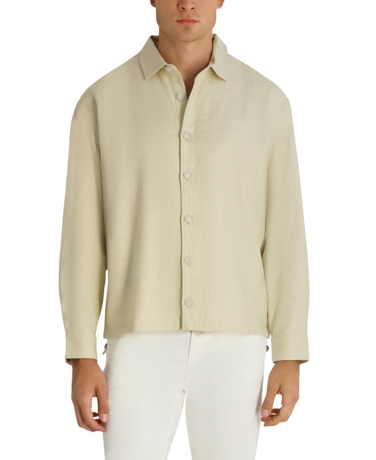 Men's Relaxed-Fit Linen-Blend Shirt Jacket