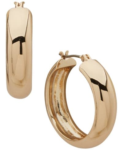 Gold-Tone Thick Hoop Earrings 1