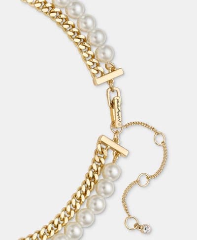 Crystal & Imitation Pearl Beaded Layered Collar Necklace, 16" + 3" extender 3