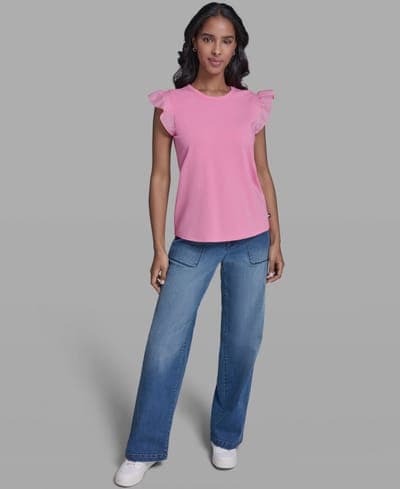 Women's Scallop Trim Boat Neck Top 2
