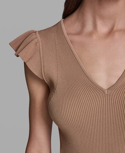 Women's V-Neck Flutter Cap-Sleeve Sweater 5