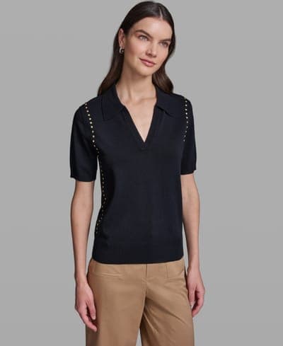 Women's Short-Sleeve Nailhead Trim Sweater 1