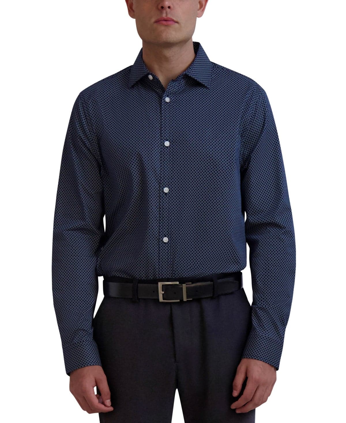 Men's Slim-Fit Geo-Print Dress Shirt