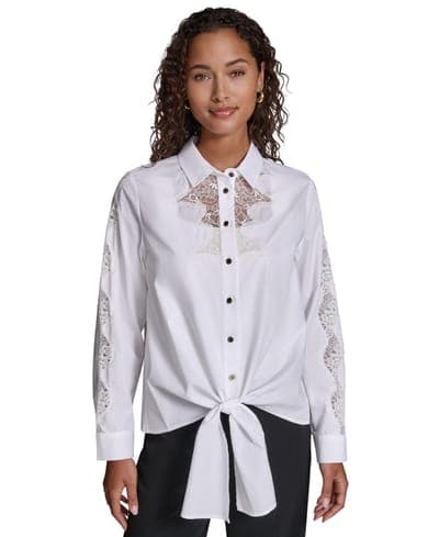 Women's Cotton Poplin Button-Front Blouse 1