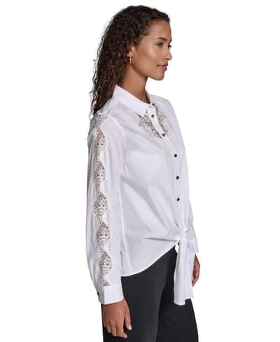 Women's Cotton Poplin Button-Front Blouse 3