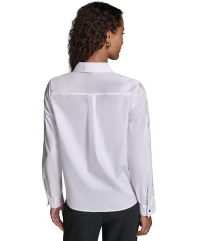 Women's Cotton Poplin Button-Front Blouse 6