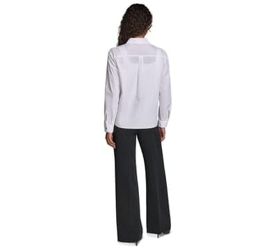 Women's Cotton Poplin Button-Front Blouse 5