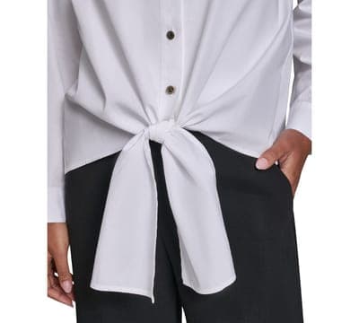 Women's Cotton Poplin Button-Front Blouse 7